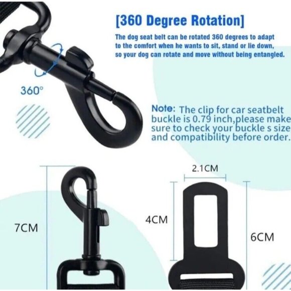 Adjustable Dog Car Seat Belt Black Car Harness Seatbelt For Dogs Bungee New - Picture 6 of 6